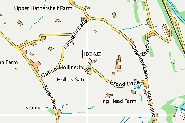 HX2 6JZ map - OS VectorMap District (Ordnance Survey) HX2 6JZ map - OS VectorMap District (Ordnance Survey)