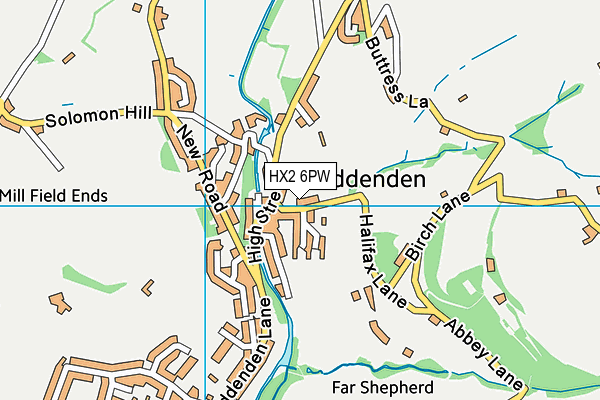 HX2 6PW map - OS VectorMap District (Ordnance Survey)