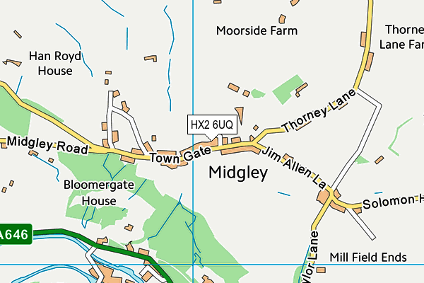 HX2 6UQ map - OS VectorMap District (Ordnance Survey) HX2 6UQ map - OS VectorMap District (Ordnance Survey)