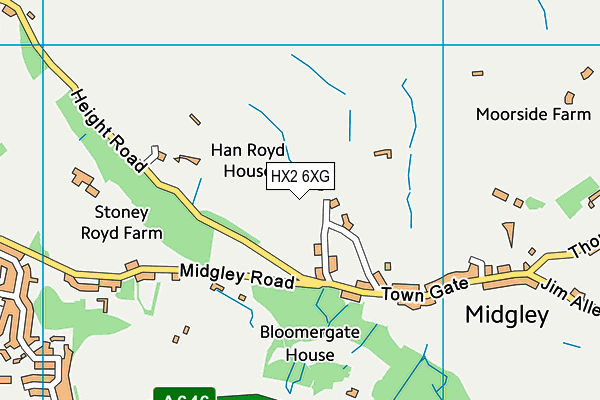 HX2 6XG map - OS VectorMap District (Ordnance Survey) HX2 6XG map - OS VectorMap District (Ordnance Survey)