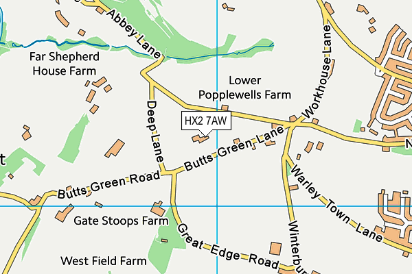 HX2 7AW map - OS VectorMap District (Ordnance Survey) HX2 7AW map - OS VectorMap District (Ordnance Survey)