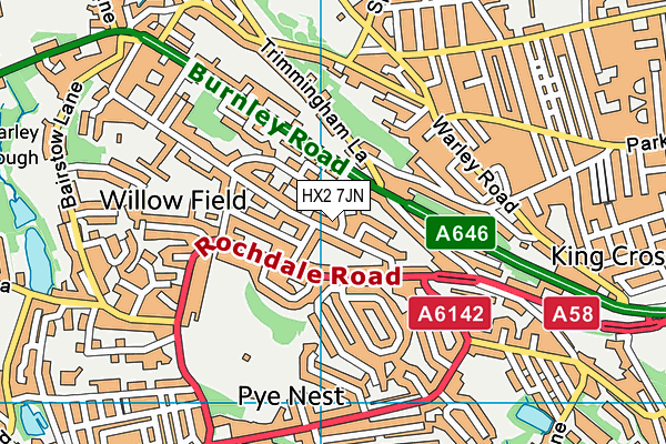 HX2 7JN map - OS VectorMap District (Ordnance Survey)