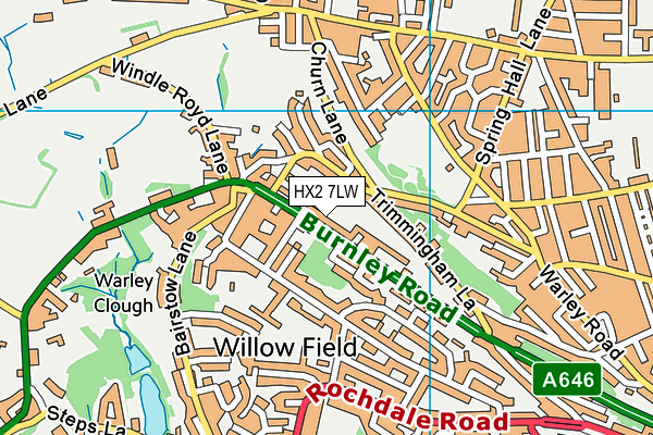 HX2 7LW map - OS VectorMap District (Ordnance Survey) HX2 7LW map - OS VectorMap District (Ordnance Survey)