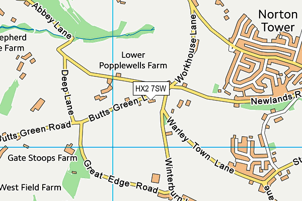 HX2 7SW map - OS VectorMap District (Ordnance Survey) HX2 7SW map - OS VectorMap District (Ordnance Survey)