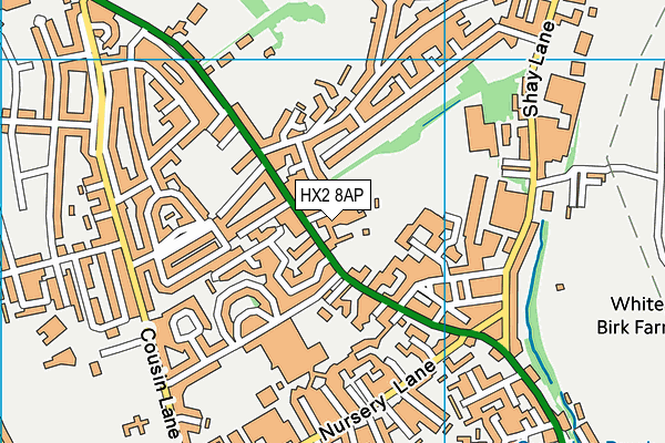 HX2 8AP map - OS VectorMap District (Ordnance Survey) HX2 8AP map - OS VectorMap District (Ordnance Survey)