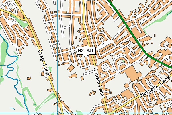 HX2 8JT map - OS VectorMap District (Ordnance Survey) HX2 8JT map - OS VectorMap District (Ordnance Survey)