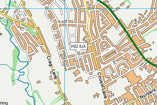 HX2 8JX map - OS VectorMap District (Ordnance Survey) HX2 8JX map - OS VectorMap District (Ordnance Survey)