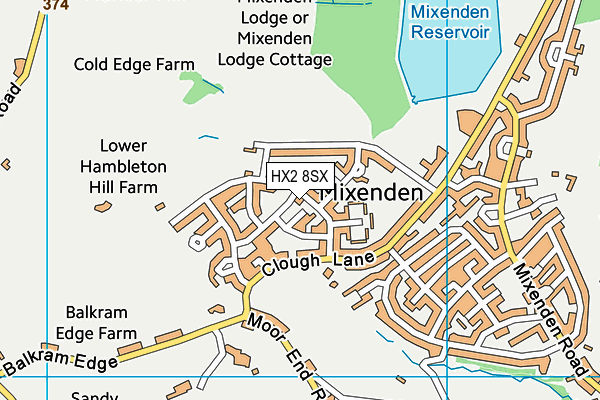HX2 8SX map - OS VectorMap District (Ordnance Survey) HX2 8SX map - OS VectorMap District (Ordnance Survey)