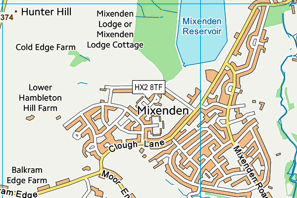 HX2 8TF map - OS VectorMap District (Ordnance Survey) HX2 8TF map - OS VectorMap District (Ordnance Survey)