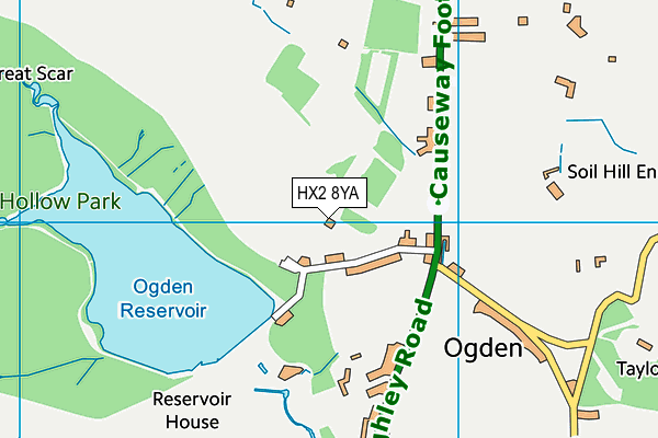 HX2 8YA map - OS VectorMap District (Ordnance Survey)