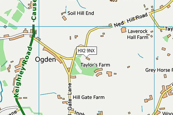 HX2 9NX map - OS VectorMap District (Ordnance Survey) HX2 9NX map - OS VectorMap District (Ordnance Survey)