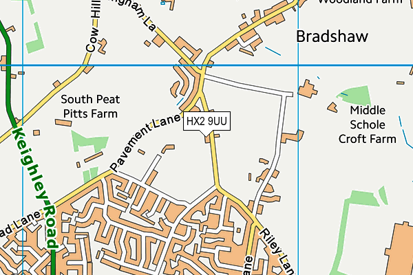 HX2 9UU map - OS VectorMap District (Ordnance Survey) HX2 9UU map - OS VectorMap District (Ordnance Survey)