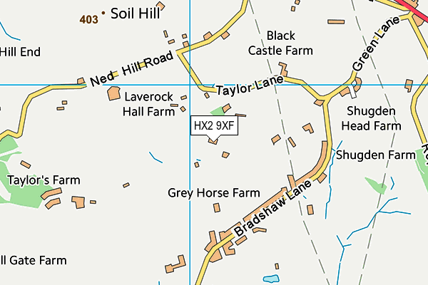 HX2 9XF map - OS VectorMap District (Ordnance Survey)