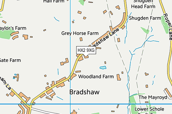 HX2 9XG map - OS VectorMap District (Ordnance Survey) HX2 9XG map - OS VectorMap District (Ordnance Survey)