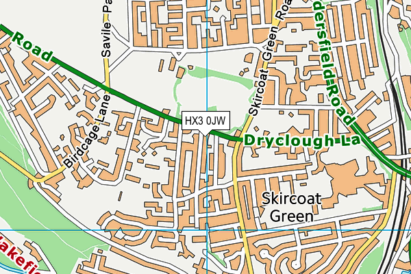 HX3 0JW map - OS VectorMap District (Ordnance Survey) HX3 0JW map - OS VectorMap District (Ordnance Survey)