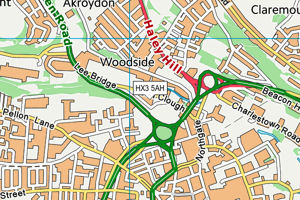 HX3 5AH map - OS VectorMap District (Ordnance Survey)