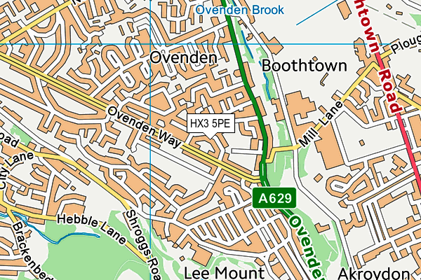 HX3 5PE map - OS VectorMap District (Ordnance Survey) HX3 5PE map - OS VectorMap District (Ordnance Survey)