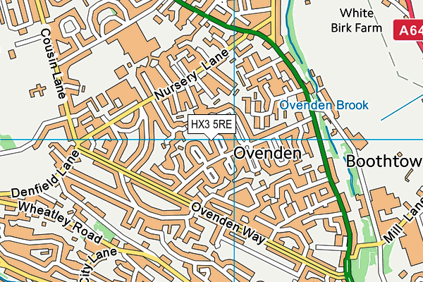 HX3 5RE map - OS VectorMap District (Ordnance Survey)