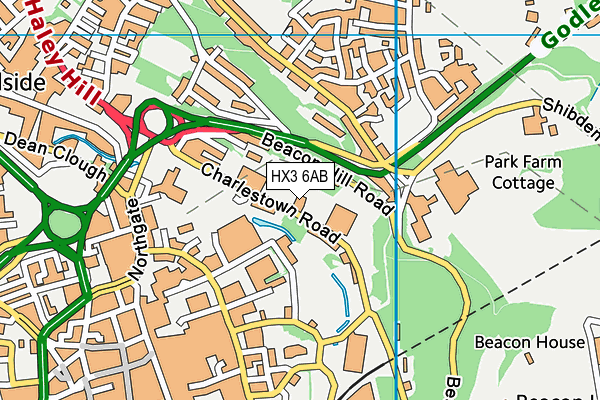 HX3 6AB map - OS VectorMap District (Ordnance Survey)