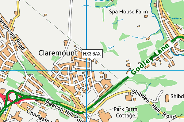 HX3 6AX map - OS VectorMap District (Ordnance Survey) HX3 6AX map - OS VectorMap District (Ordnance Survey)