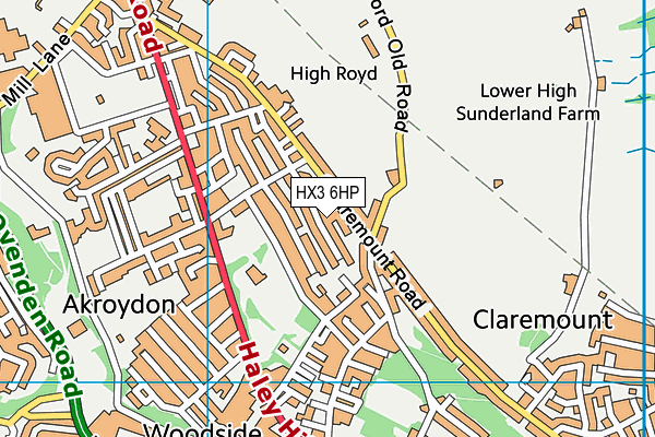 HX3 6HP map - OS VectorMap District (Ordnance Survey)