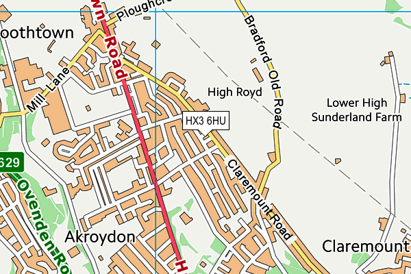 HX3 6HU map - OS VectorMap District (Ordnance Survey)