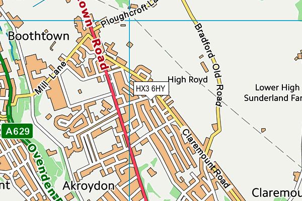 HX3 6HY map - OS VectorMap District (Ordnance Survey)