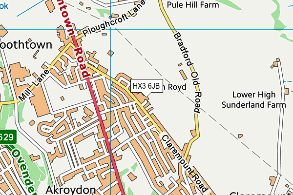 HX3 6JB map - OS VectorMap District (Ordnance Survey) HX3 6JB map - OS VectorMap District (Ordnance Survey)