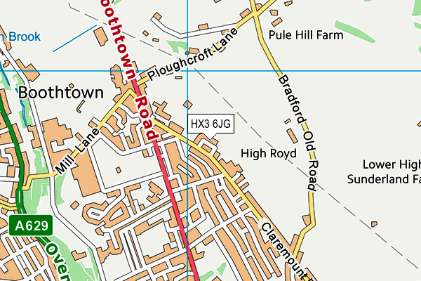 HX3 6JG map - OS VectorMap District (Ordnance Survey)