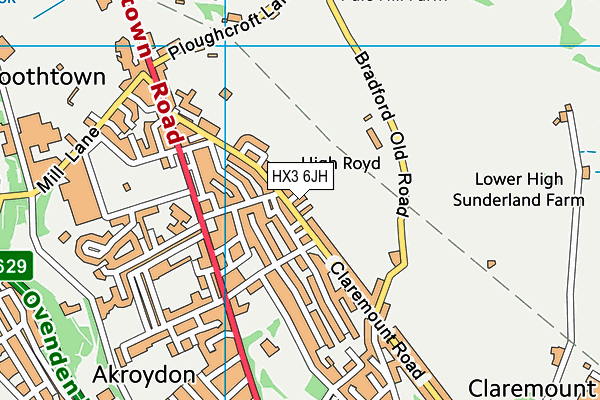 HX3 6JH map - OS VectorMap District (Ordnance Survey) HX3 6JH map - OS VectorMap District (Ordnance Survey)