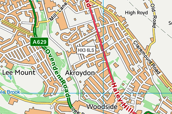 HX3 6LS map - OS VectorMap District (Ordnance Survey)