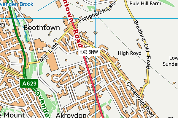HX3 6NW map - OS VectorMap District (Ordnance Survey) HX3 6NW map - OS VectorMap District (Ordnance Survey)