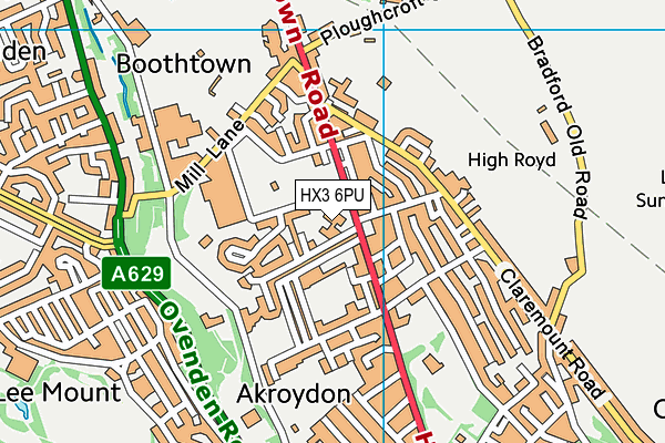 HX3 6PU map - OS VectorMap District (Ordnance Survey) HX3 6PU map - OS VectorMap District (Ordnance Survey)