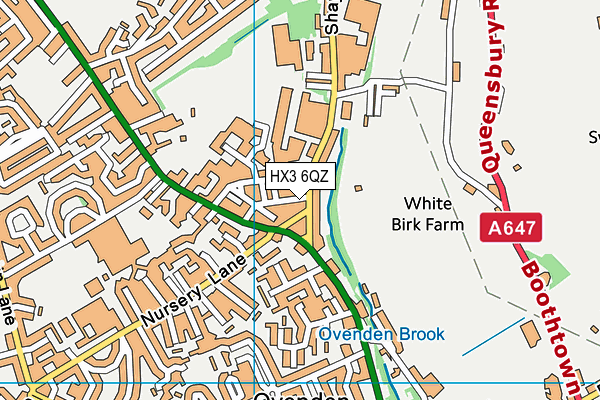 HX3 6QZ map - OS VectorMap District (Ordnance Survey)