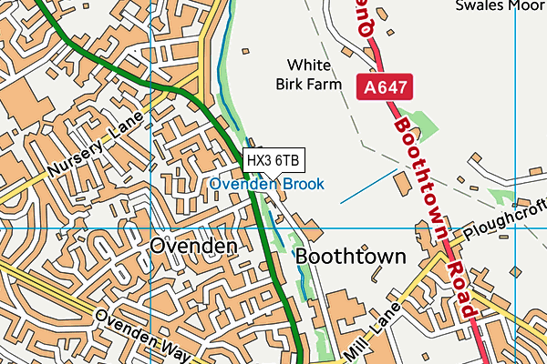 HX3 6TB map - OS VectorMap District (Ordnance Survey)