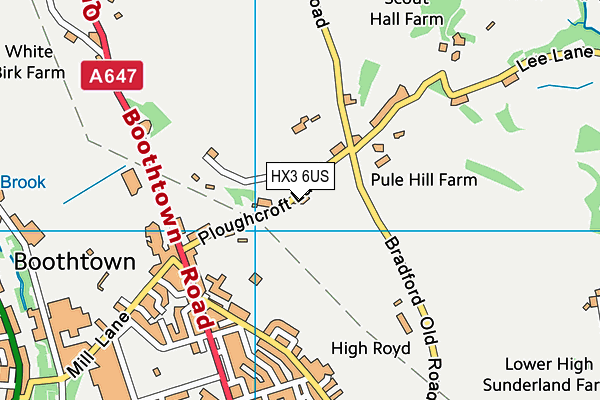 HX3 6US map - OS VectorMap District (Ordnance Survey)