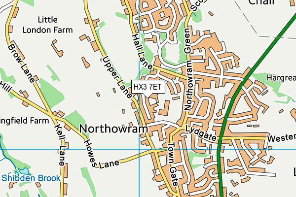 HX3 7ET map - OS VectorMap District (Ordnance Survey)