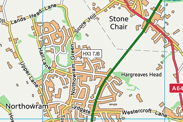 HX3 7JB map - OS VectorMap District (Ordnance Survey) HX3 7JB map - OS VectorMap District (Ordnance Survey)