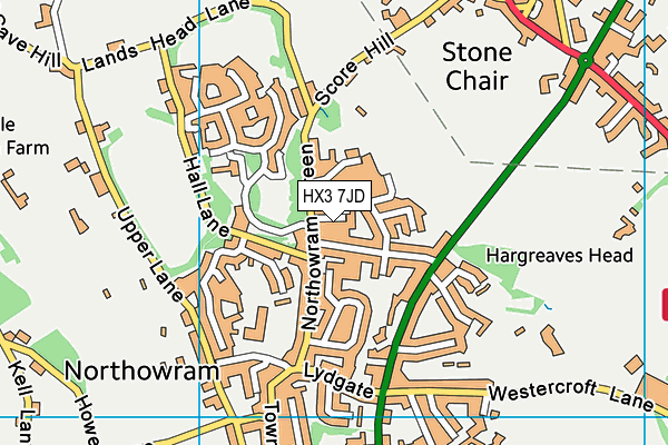 HX3 7JD map - OS VectorMap District (Ordnance Survey) HX3 7JD map - OS VectorMap District (Ordnance Survey)