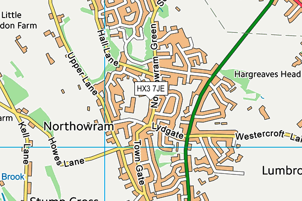 HX3 7JE map - OS VectorMap District (Ordnance Survey)