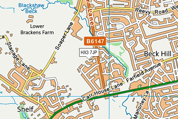 HX3 7JP map - OS VectorMap District (Ordnance Survey) HX3 7JP map - OS VectorMap District (Ordnance Survey)