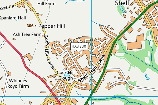HX3 7JX map - OS VectorMap District (Ordnance Survey) HX3 7JX map - OS VectorMap District (Ordnance Survey)