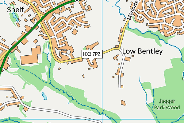 HX3 7PZ map - OS VectorMap District (Ordnance Survey)