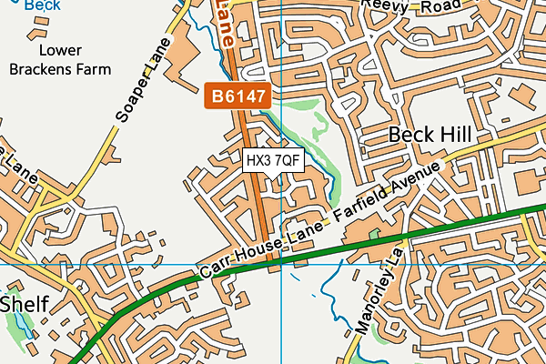 HX3 7QF map - OS VectorMap District (Ordnance Survey)
