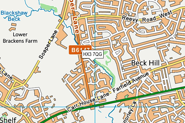 HX3 7QG map - OS VectorMap District (Ordnance Survey) HX3 7QG map - OS VectorMap District (Ordnance Survey)