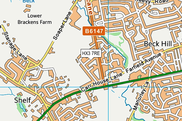 HX3 7RE map - OS VectorMap District (Ordnance Survey)