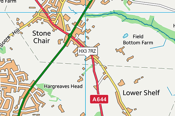HX3 7RZ map - OS VectorMap District (Ordnance Survey)