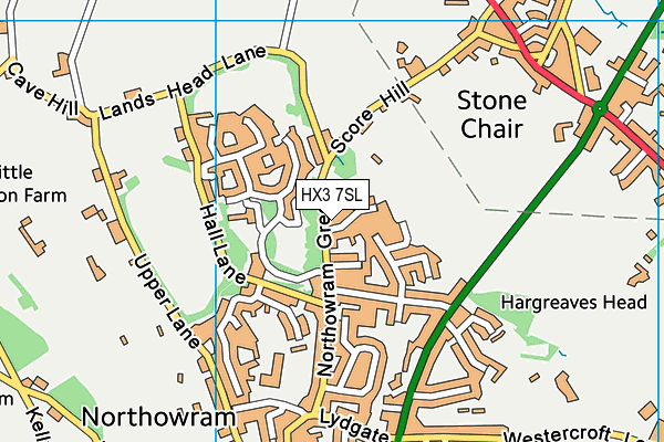 HX3 7SL map - OS VectorMap District (Ordnance Survey) HX3 7SL map - OS VectorMap District (Ordnance Survey)