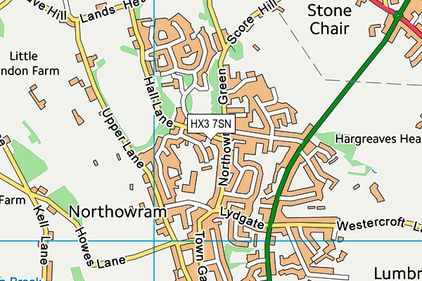 HX3 7SN map - OS VectorMap District (Ordnance Survey) HX3 7SN map - OS VectorMap District (Ordnance Survey)