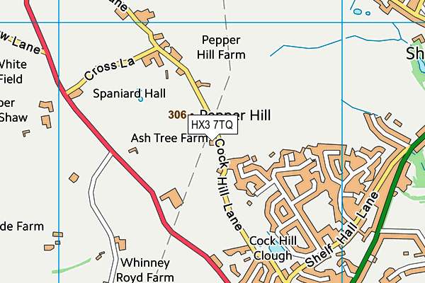 HX3 7TQ map - OS VectorMap District (Ordnance Survey)